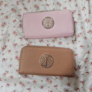 Chic Pink and Tan Wallet Duo